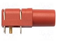 Connector: 4mm banana; socket; 24A; 1kV; red; gold-plated; PCB; 10mΩ SCHÜTZINGER