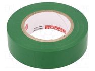 Tape: electrical insulating; W: 19mm; L: 20m; Thk: 0.13mm; green PLYMOUTH