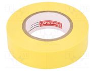 Tape: electrical insulating; W: 19mm; L: 20m; Thk: 0.13mm; yellow PLYMOUTH