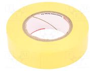 Tape: electrical insulating; W: 19mm; L: 20m; Thk: 0.15mm; yellow PLYMOUTH