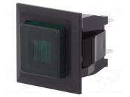 Switch: push-button; Pos: 2; SPST-NO; 1A/125VAC; OFF-ON; green; 1kV MIYAMA