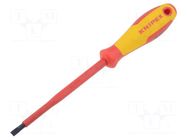 Screwdriver; insulated; slot; 5,5x1,0mm; Blade length: 125mm KNIPEX