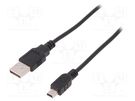 Cable; USB 2.0; USB A plug,USB B mini plug; nickel plated; 1.8m DIGITUS
