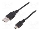 Cable; USB 2.0; USB A plug,USB B mini plug; nickel plated; 3m DIGITUS