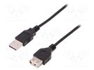 Cable; USB 2.0; USB A socket,USB A plug; nickel plated; 1.8m DIGITUS