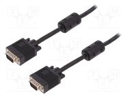 Cable; D-Sub 15pin HD plug,both sides; black; 3m; Core: Cu; 28AWG 