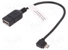 Cable; OTG,USB 2.0; USB A socket,USB B micro plug (angle) DIGITUS
