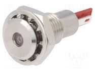 Indicator: LED; flat; red; 24VDC; Ø12.1mm; IP67; stainless steel BULGIN