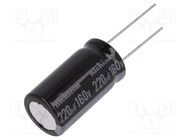 Capacitor: electrolytic; THT; 220uF; 160VDC; Ø16x31.5mm; ±20% NICHICON