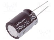 Capacitor: electrolytic; low ESR; THT; 2700uF; 25VDC; Ø18x25mm NICHICON