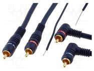 Cable; RCA plug x2,RCA plug x2 angled,control; 5m; shielded 4CARMEDIA