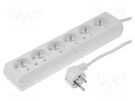 Extension lead; 3x1.5mm2; Sockets: 6; PVC; white; 5m; 16A JONEX