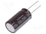 Capacitor: electrolytic; THT; 150uF; 250VDC; Ø16x31.5mm; ±20% NICHICON