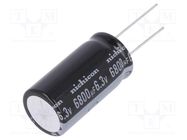 Capacitor: electrolytic; THT; 6800uF; 6.3VDC; Ø18x35.5mm; ±20% NICHICON