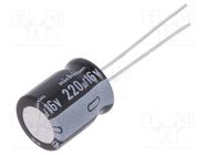 Capacitor: electrolytic; THT; 220uF; 16VDC; Ø10x12.5mm; Pitch: 5mm NICHICON