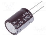 Capacitor: electrolytic; low ESR; THT; 5600uF; 10VDC; Ø18x25mm NICHICON