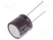 Capacitor: electrolytic; low ESR; THT; 120uF; 100VDC; Ø16x15mm NICHICON