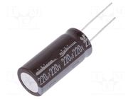 Capacitor: electrolytic; THT; 220uF; 220VDC; Ø16x35.5mm; ±20%; UPT NICHICON