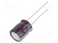 Capacitor: electrolytic; THT; 12uF; 250VDC; Ø10x12.5mm; Pitch: 5mm NICHICON