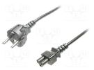 Cable; CEE 7/7 (E/F) plug,IEC C5 female; 750mm; black; 10A; 250V DIGITUS