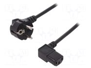 Cable; CEE 7/7 (E/F) plug angled,IEC C13 female angled right DIGITUS