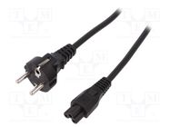 Cable; CEE 7/7 (E/F) plug,IEC C5 female; 1.8m; black; 10A; 250V DIGITUS