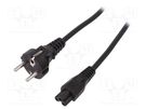 Cable; CEE 7/7 (E/F) plug,IEC C5 female; 1.2m; black; 10A; 250V DIGITUS