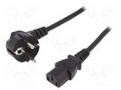 Cable; CEE 7/7 (E/F) plug angled,IEC C13 female; 1.8m; black DIGITUS
