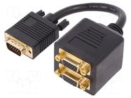 Device: VGA splitter; black; 200mm; Core: Cu; 28AWG DIGITUS