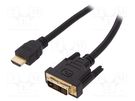 Cable; HDMI 1.4; DVI-D (18+1) plug,HDMI plug; 10m; black; 30AWG DIGITUS