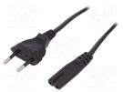 Cable; CEE 7/16 (C) plug,IEC C7 female; 1.8m; Sockets: 1; black DIGITUS