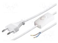 Cable; 2x0.75mm2; CEE 7/16 (C) plug,wires; PVC; 2.5m; with switch BQ CABLE