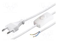 Cable; 2x0.75mm2; CEE 7/16 (C) plug,wires; PVC; 2.5m; with switch BQ CABLE