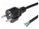 Cable; 3x1.5mm2; CEE 7/7 (E/F) plug,wires; PVC; 1.8m; black; 16A LIAN DUNG