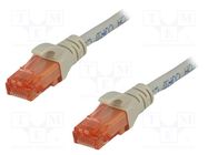 Patch cord; U/UTP; 6; stranded; Cu; LSZH; grey; 1m; 26AWG 