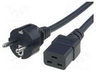 Cable; 3x1.5mm2; CEE 7/7 (E/F) plug,IEC C19 female; PVC; 2m; 16A LIAN DUNG