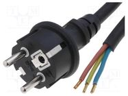 Cable; 3x1.5mm2; CEE 7/7 (E/F) plug,wires; neoprene; 5m; black 