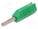 Plug; 4mm banana; 16A; 50VDC; green; for cable; 2.5mm2; screw DELTRON