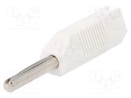 Plug; 4mm banana; 16A; 50VDC; white; for cable; 2.5mm2; screw DELTRON
