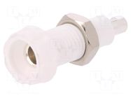 Connector: 4mm banana; socket; 10A; 250VAC; 28.5mm; white; soldered DELTRON