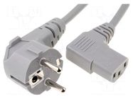 Cable; 3x1mm2; PVC; 1.8m; grey; 10A; 250V; Core: Cu; Type: Uni-Schuko LIAN DUNG