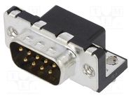 D-Sub; PIN: 9; socket; male; on PCBs,PCB snap; angled 90°; THT; 5A Amphenol Communications Solutions
