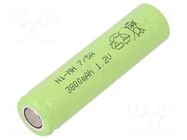 Re-battery: Ni-MH; 7/5A,7/5R23; 1.2V; 3800mAh; Ø16.6x66.2mm JJJ