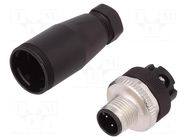Connector: M12; plug; male; PIN: 4; 250V; 4A; IP67; 0.75mm2; 4÷6mm BINDER