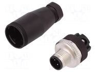 Connector: M12; plug; male; PIN: 4; 250V; 4A; IP67; 0.75mm2; 4÷6mm BINDER