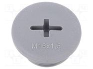 Stopper; M16; 1.5; polyamide; dark grey; Thread: metric; 7mm; 10pcs. ALPHA WIRE