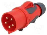 Connector: AC supply 3-phase; plug; male; 32A; 400VAC; IEC 60309 PCE