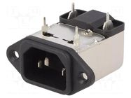 Connector: AC supply; socket; male; Inom: 1A; Ir: 0.35mA; 250VAC ROXBURGH EMC