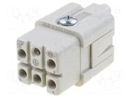 Connector: HDC; contact insert; female; CQ; PIN: 6(5+1); 16A; 400V ILME
