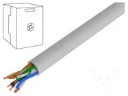 Wire; U/UTP; 4x2x24AWG; 5e; wire; Cu; Insulation: PVC; grey; 305m DIGITUS
